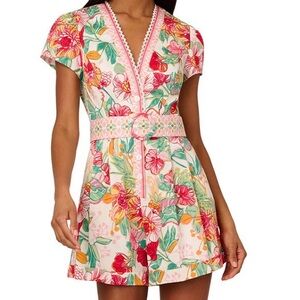NWT Adrianna Papell Women’s Floral Print Belted Romper Size 6